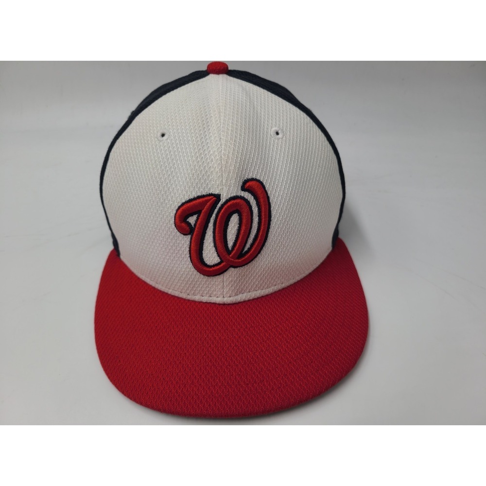 Washington Nationals New Era 59Fifty Fitted 7 1/8 Hat Cap Polyester Men MLB RWB